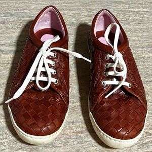 Robert Zur Brown Woven Leather Sneakers